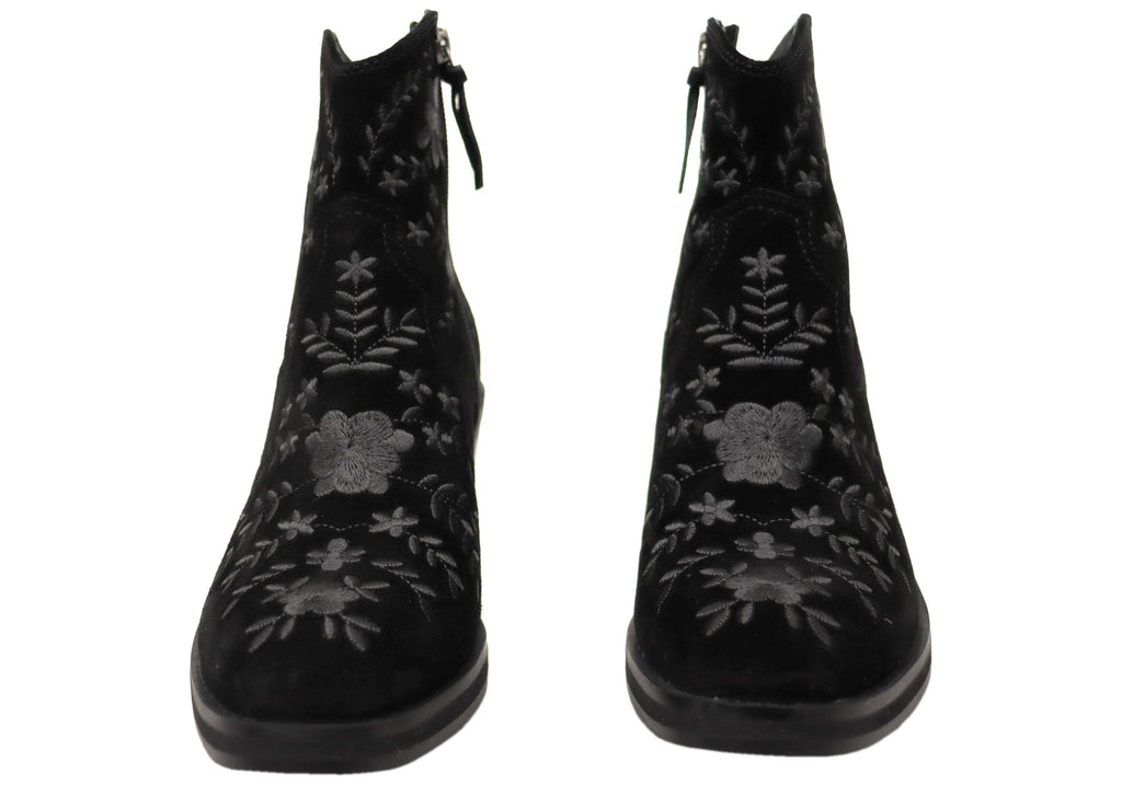Sophie Womens Comfortable Leather Suede Heeled Ankle Boots