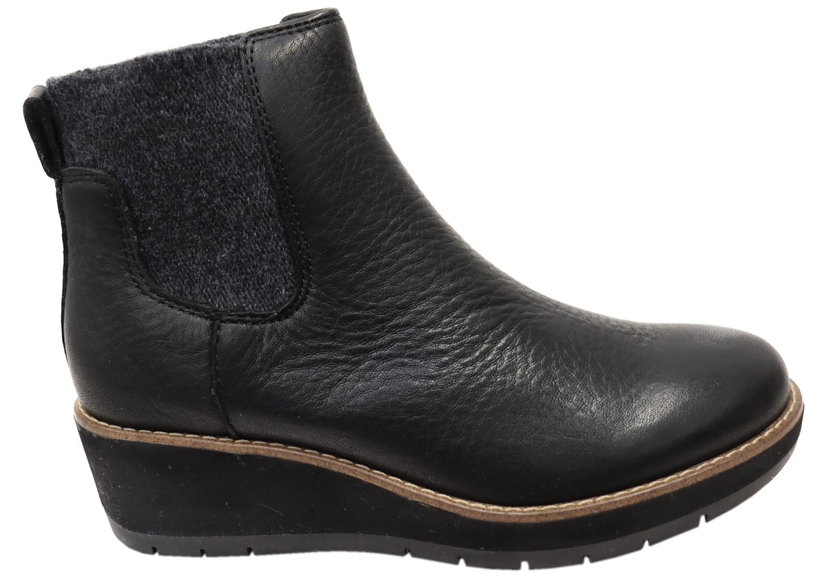 Ferna Womens Comfortable Leather Wedge Ankle Boots