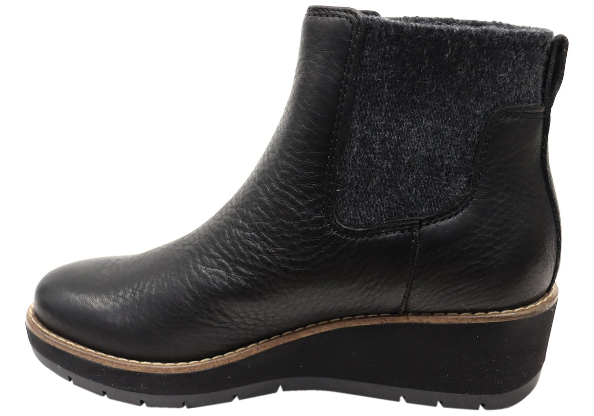 Ferna Womens Comfortable Leather Wedge Ankle Boots