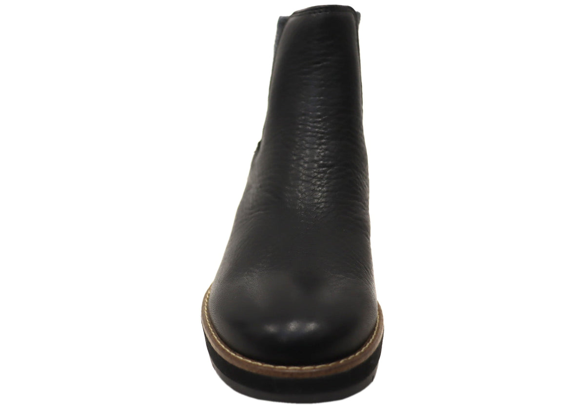 Ferna Womens Comfortable Leather Wedge Ankle Boots