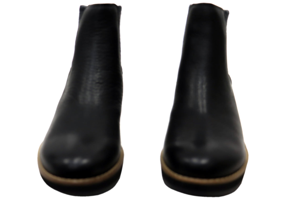 Ferna Womens Comfortable Leather Wedge Ankle Boots