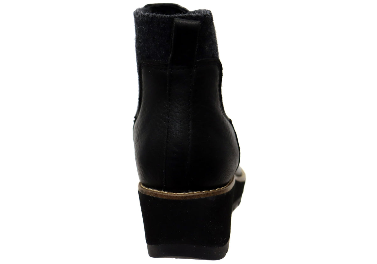 Ferna Womens Comfortable Leather Wedge Ankle Boots