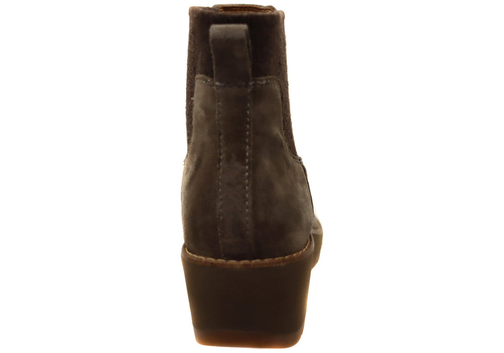 Ferna Womens Comfortable Leather Wedge Ankle Boots