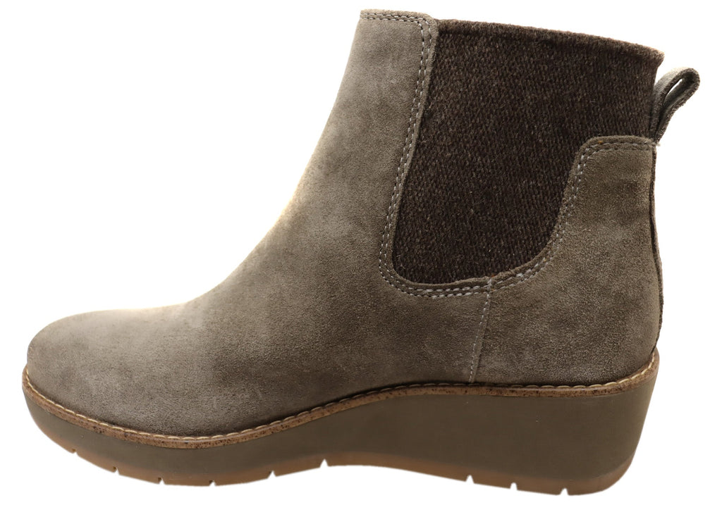 Ferna Womens Comfortable Leather Wedge Ankle Boots