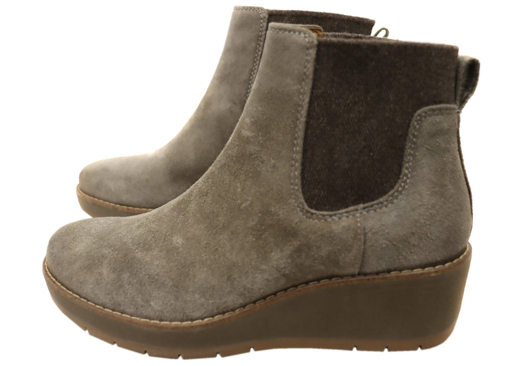 Ferna Womens Comfortable Leather Wedge Ankle Boots