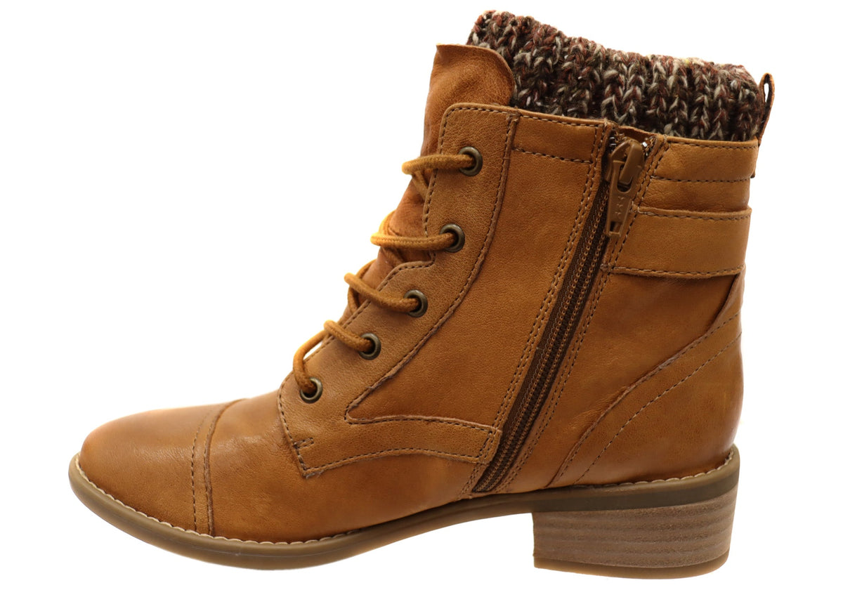 Cordelia Womens Comfortable Leather Ankle Boots