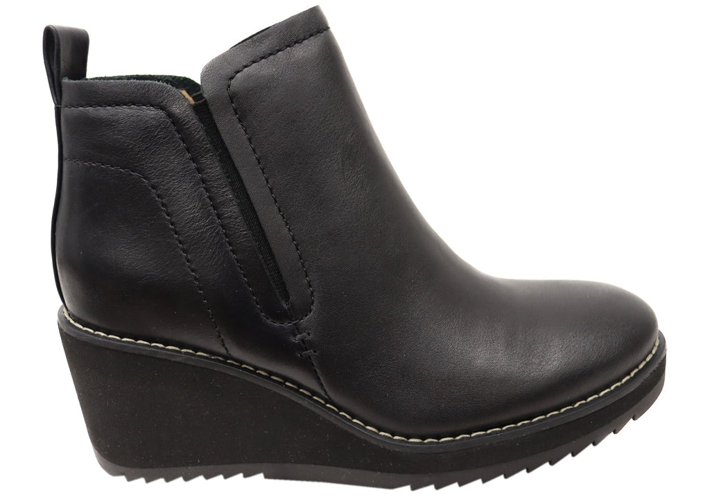 Emeree Womens Comfortable Leather Wedge Ankle Boots