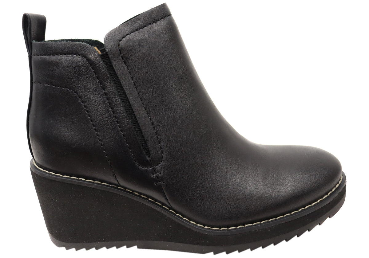 Emeree Womens Comfortable Leather Wedge Ankle Boots