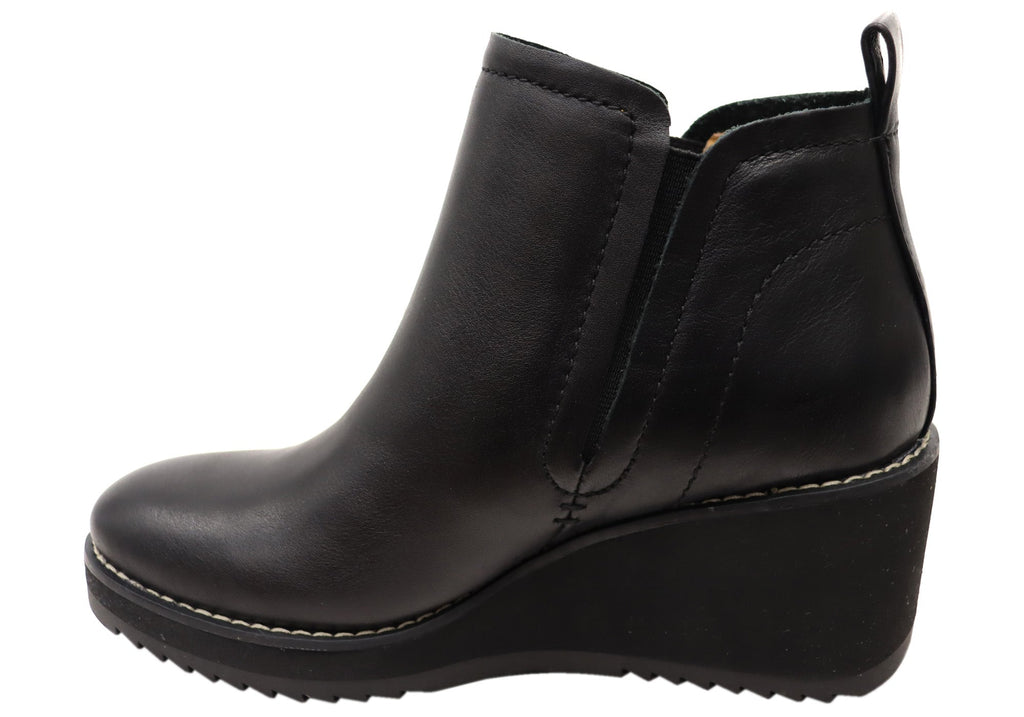 Emeree Womens Comfortable Leather Wedge Ankle Boots