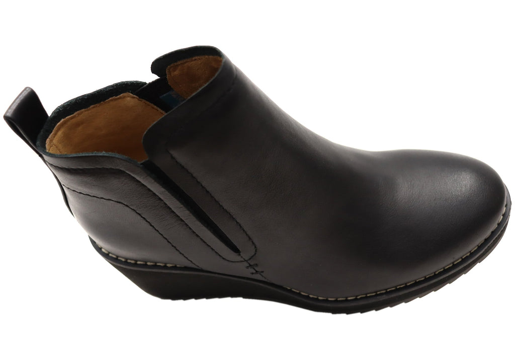 Emeree Womens Comfortable Leather Wedge Ankle Boots