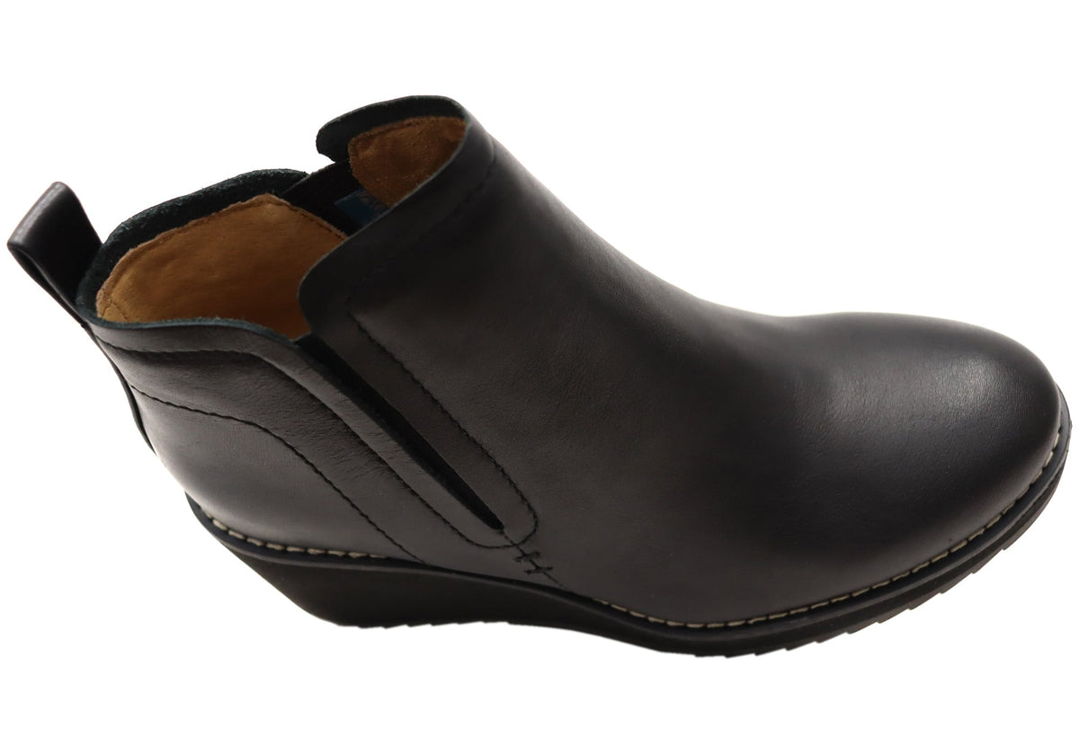 Emeree Womens Comfortable Leather Wedge Ankle Boots