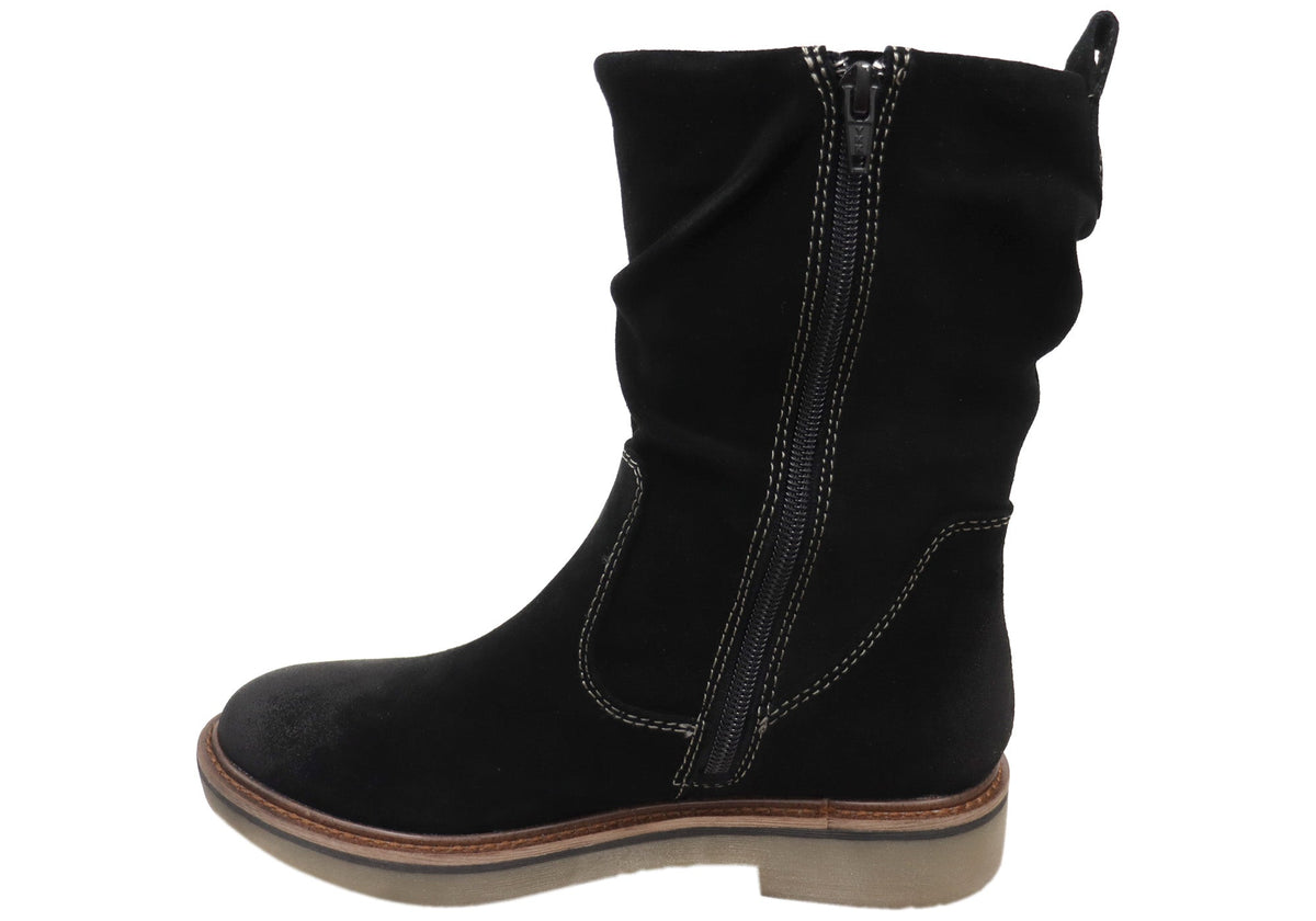 Renata Womens Comfortable Leather Suede Mid Calf Boots