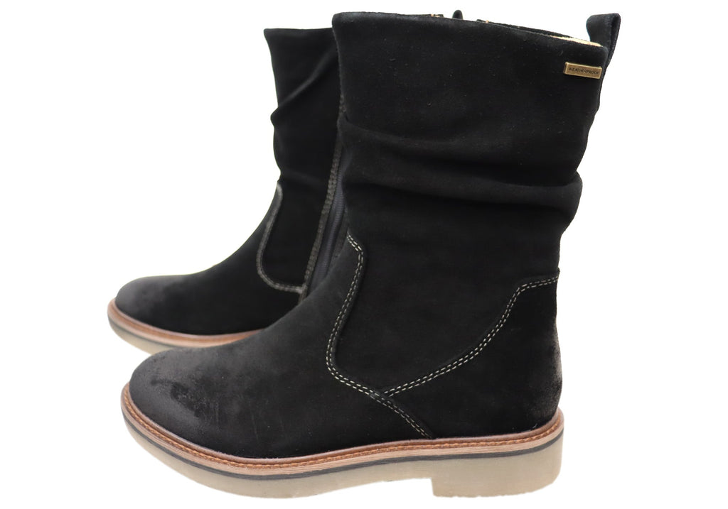 Renata Womens Comfortable Leather Suede Mid Calf Boots