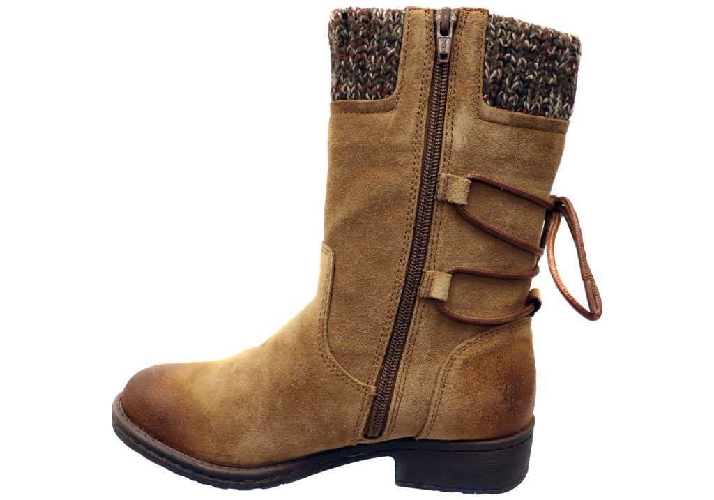 Salem Womens Wide Fit Comfort Leather Suede Mid Calf Boots