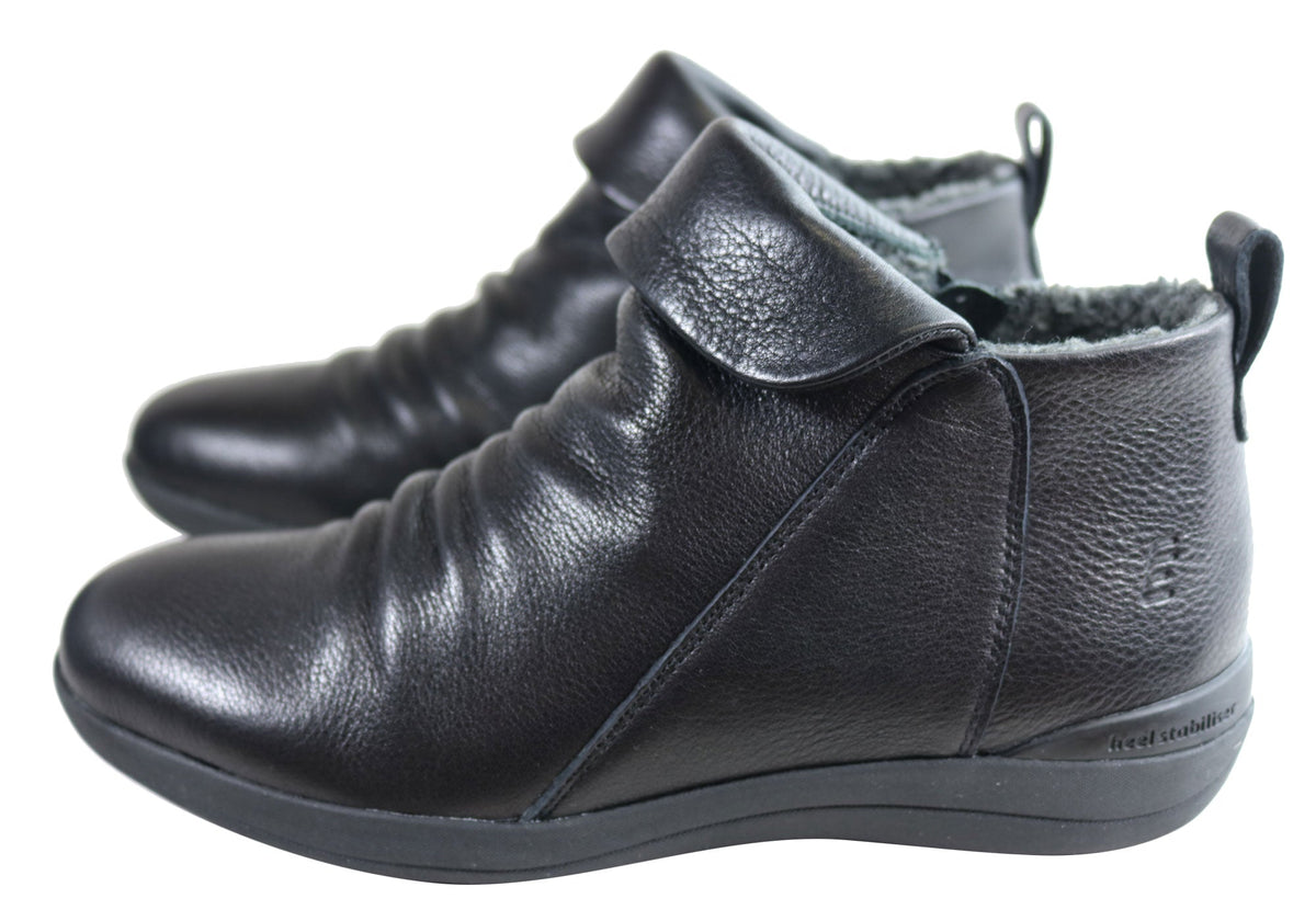 Glee Womens Comfortable Supportive Leather Ankle Boots