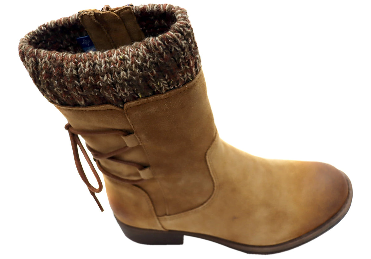 Salem Womens Wide Fit Comfort Leather Suede Mid Calf Boots