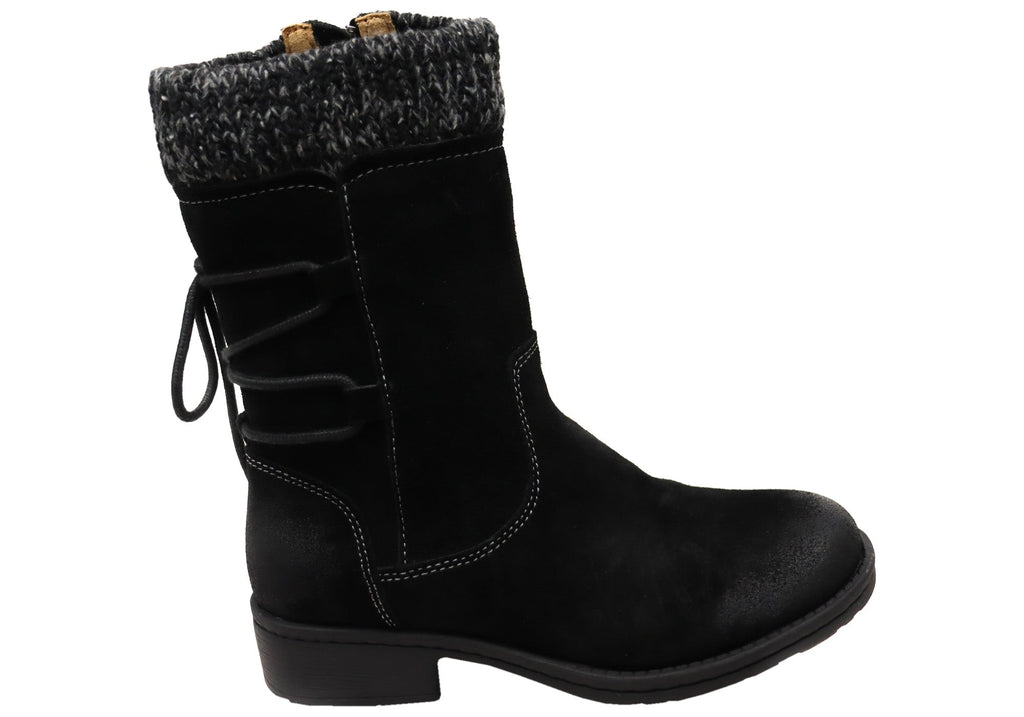 Salem Womens Wide Fit Comfort Leather Suede Mid Calf Boots