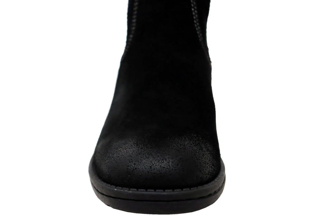 Salem Womens Wide Fit Comfort Leather Suede Mid Calf Boots