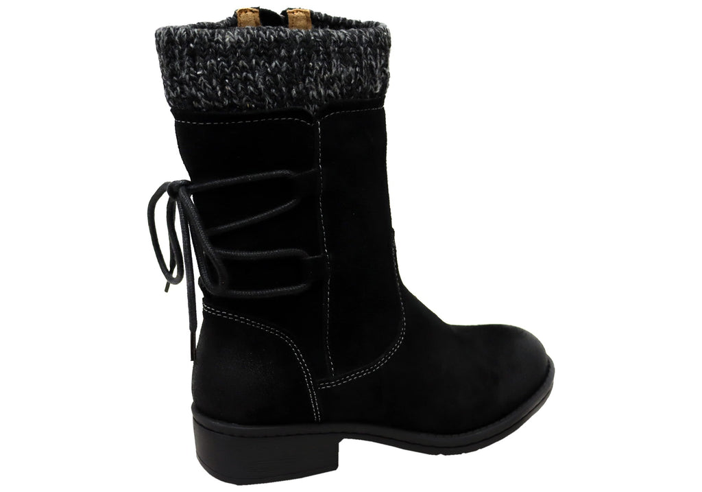 Salem Womens Wide Fit Comfort Leather Suede Mid Calf Boots
