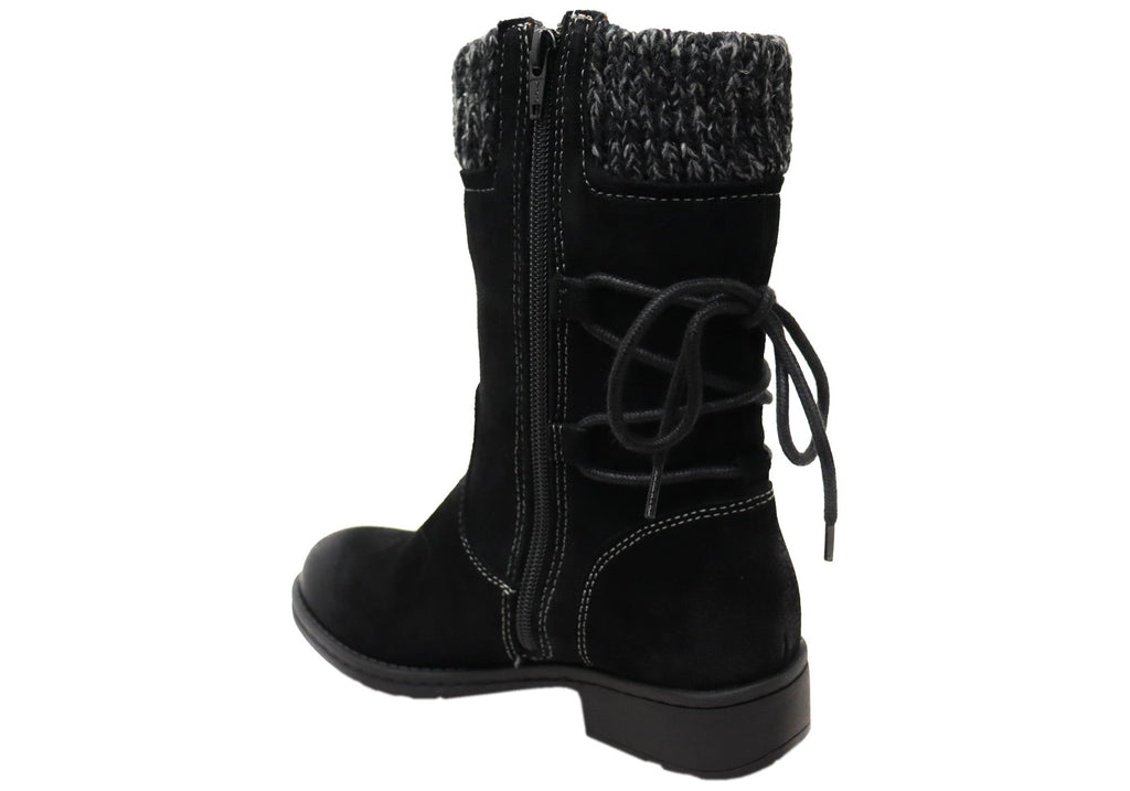 Salem Womens Wide Fit Comfort Leather Suede Mid Calf Boots