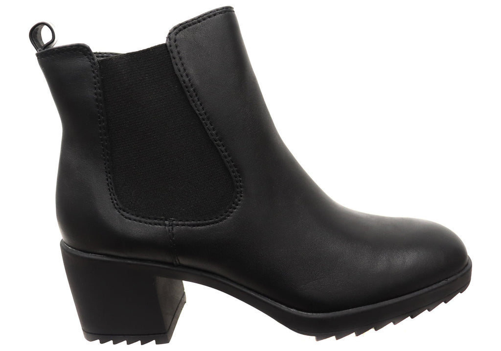 Hammond Womens Wide Fit Leather Mid Heel Ankle Boots