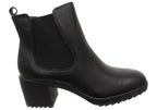 Hammond Womens Wide Fit Leather Mid Heel Ankle Boots