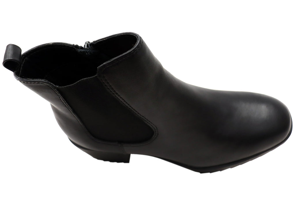 Hammond Womens Wide Fit Leather Mid Heel Ankle Boots