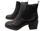 Hammond Womens Wide Fit Leather Mid Heel Ankle Boots