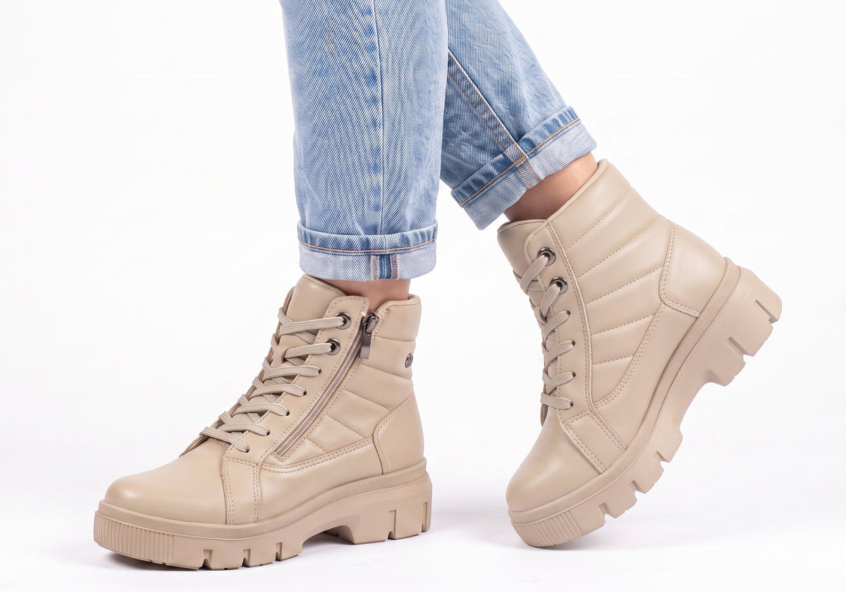 Dilly Womens Comfortable Brazilian Low Heel Lace Up Ankle Boots