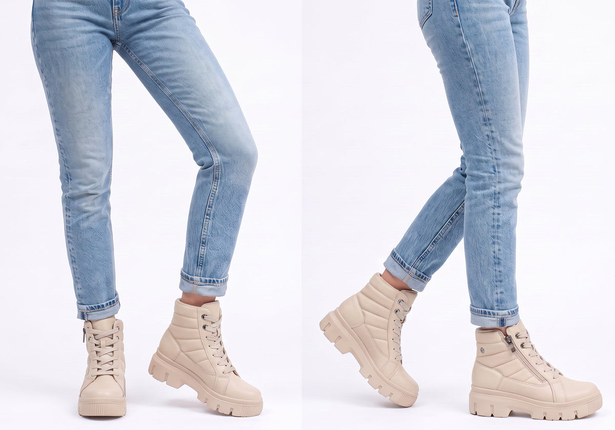 Dilly Womens Comfortable Brazilian Low Heel Lace Up Ankle Boots