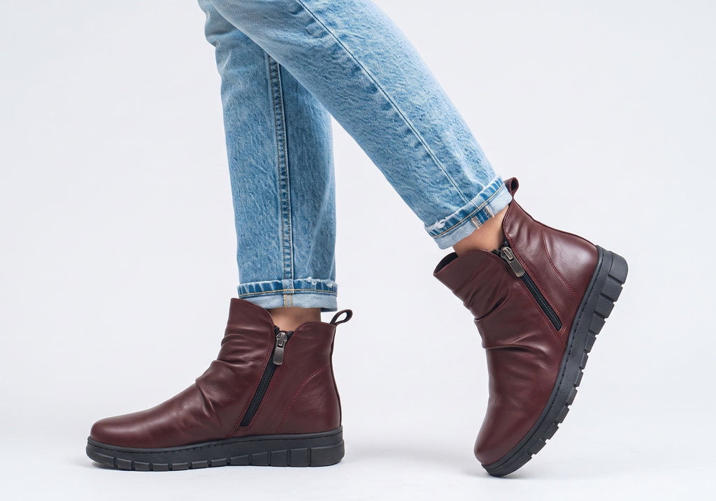 Compass Womens Comfortable Leather European Ankle Boots
