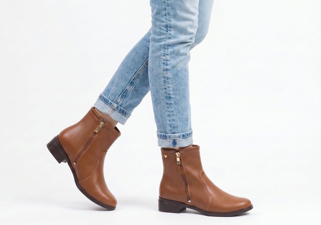 Polly Womens Comfortable Brazilian Low Heel Ankle Boots