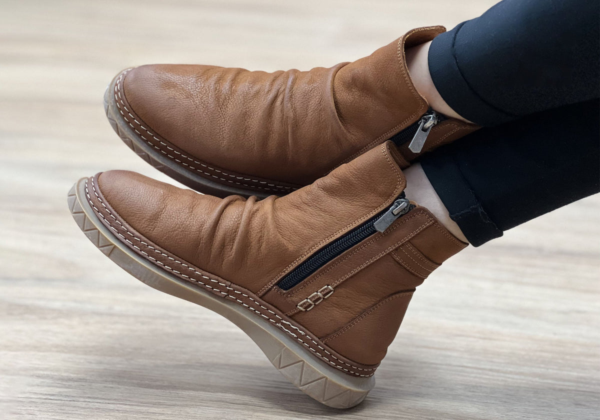 Azuro Womens European Comfortable Leather Ankle Boots