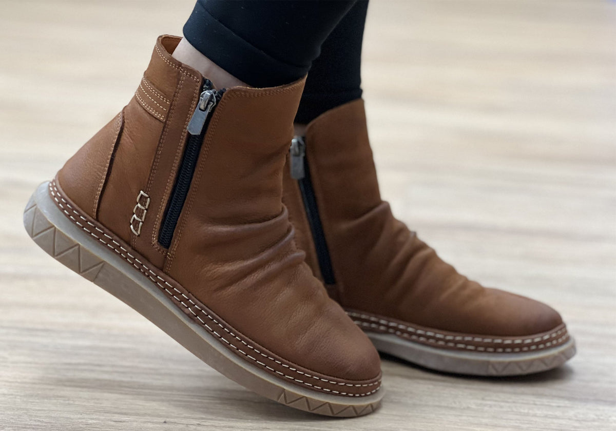 Azuro Womens European Comfortable Leather Ankle Boots