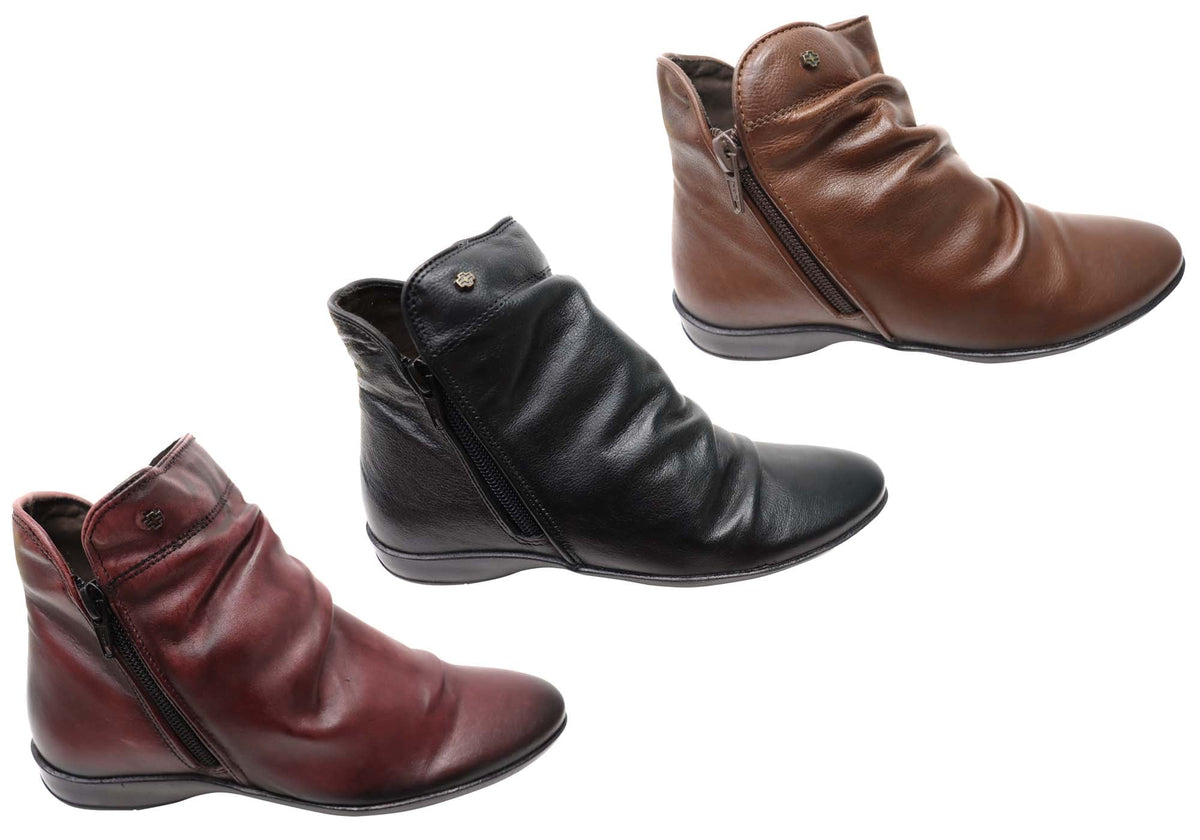 Linda Womens Comfortable Leather Ankle Boots Made In Brazil