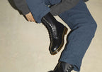 1490 Black Smooth Unisex Leather Lace Up Fashion Boots