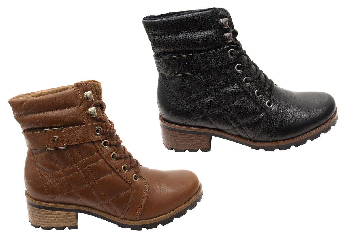 Gracey Womens Comfortable Brazilian Leather Lace Up Boots