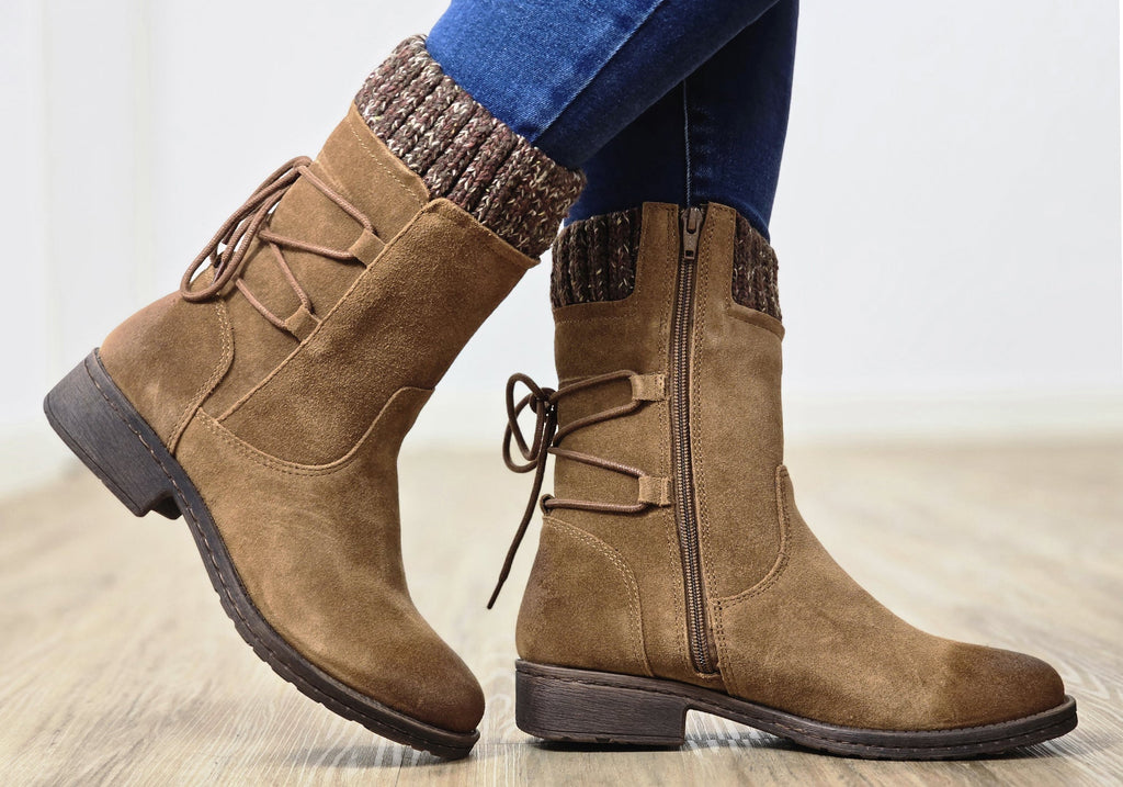 Salem Womens Wide Fit Comfort Leather Suede Mid Calf Boots