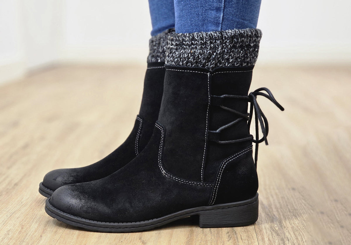 Salem Womens Wide Fit Comfort Leather Suede Mid Calf Boots